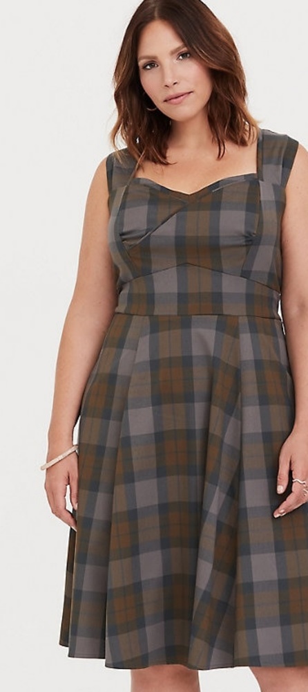 OUTLANDER TARTAN WRAP BODICE SWING DRESS